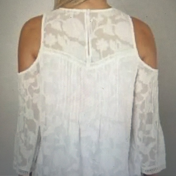 Lucky Brand White Floral Flowy Cold Shoulder Blouse Size XS - Picture 12 of 12